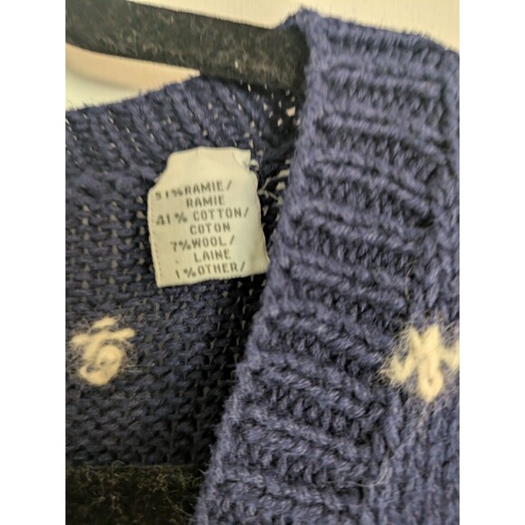 Vintage 1995 Marisa Christina Christmas Sweater Small Navy Blue Golden Buttons - Picture 4 of 6